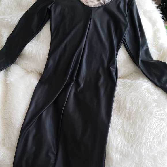 Faux Leather Leopard Dress - Picture 2 of 3